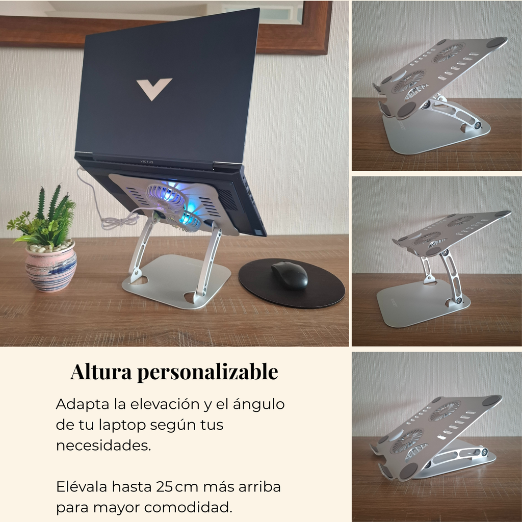 Soporte laptop con cooler y luces led