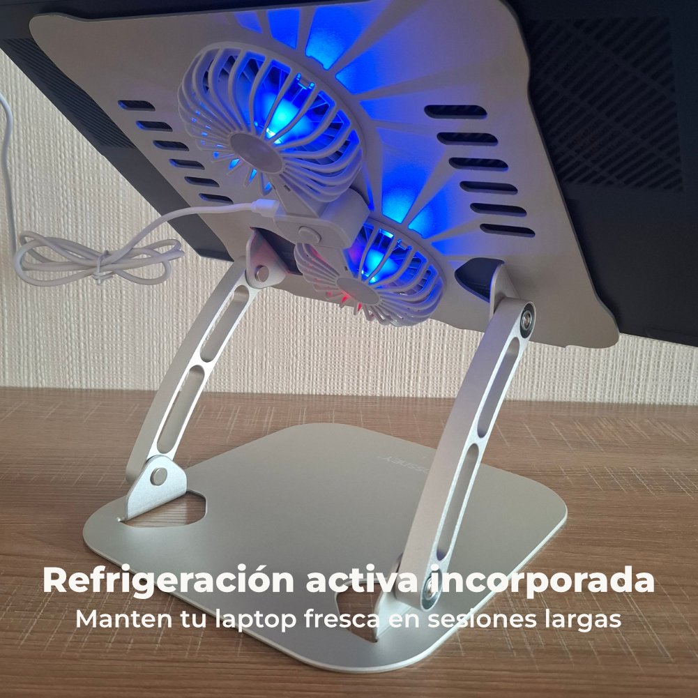 Soporte laptop con cooler y luces led - Imagen 3
